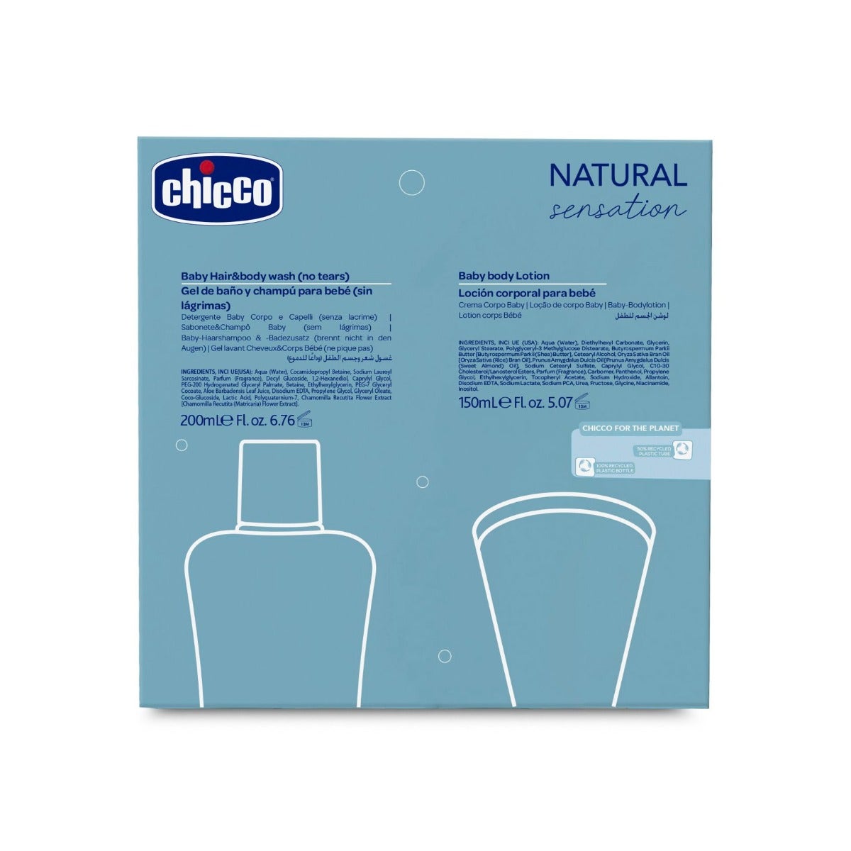 Chicco Natural Sensation Set Detergente Corpo&Capelli 200ml + Crema Corpo 150ml