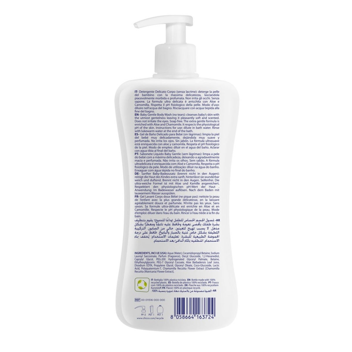 Chicco Natural Sensation Baby Gel de baño suave 500 ml 0 meses+