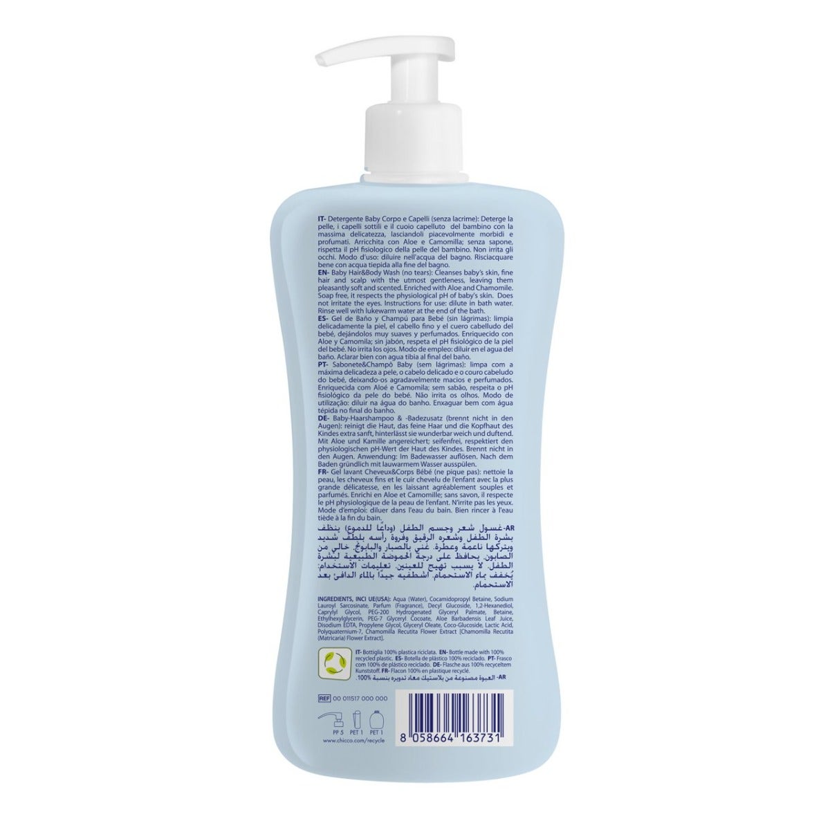 Chicco Natural Sensation Baby Detergente Corpo E Capelli 500ml 0Mesi+