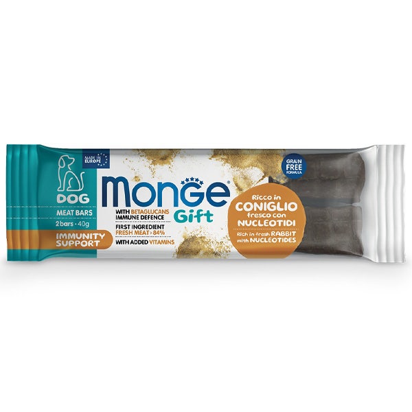 Monge Meat Bars Immunity Support Barrita para perros adultos de conejo fresco con nucleótidos 40 g