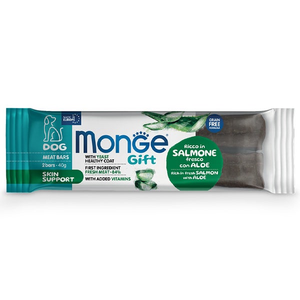 Monge Meat Bars Skin Support Barrita para perros adultos de salmón fresco con aloe 40 g