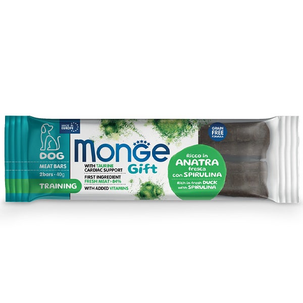 Monge Meat Bars Training Barrita para perros adultos Pato fresco con espirulina 40 g
