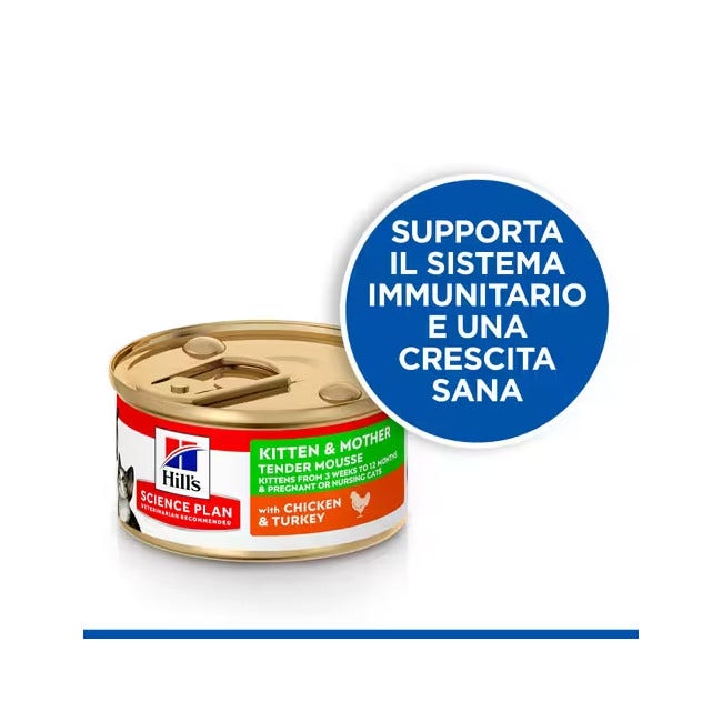 Hill's Science Kitten&Mother Tender Mousse Comida húmeda para gatos Lata de 85 g