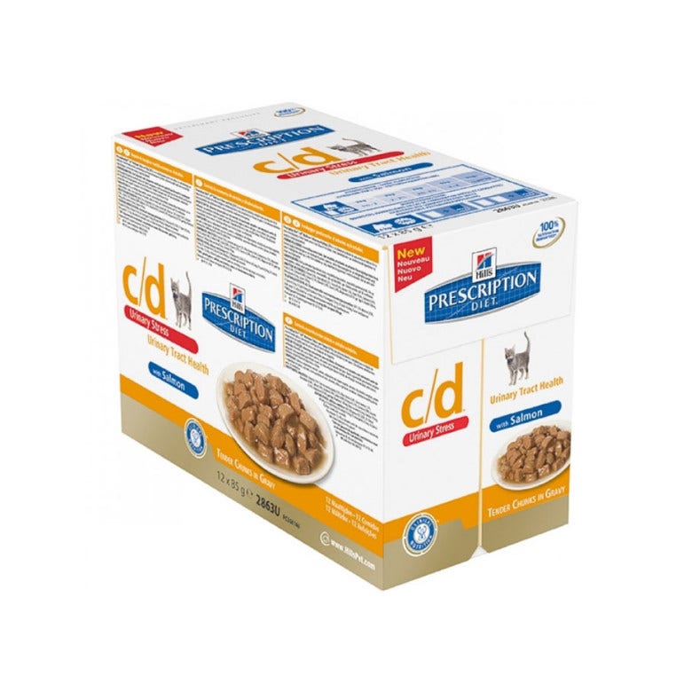 Hill's Prescription Diet c/d Urinary Stress Wet Sachet con Salmón Para Gatos 85g-1