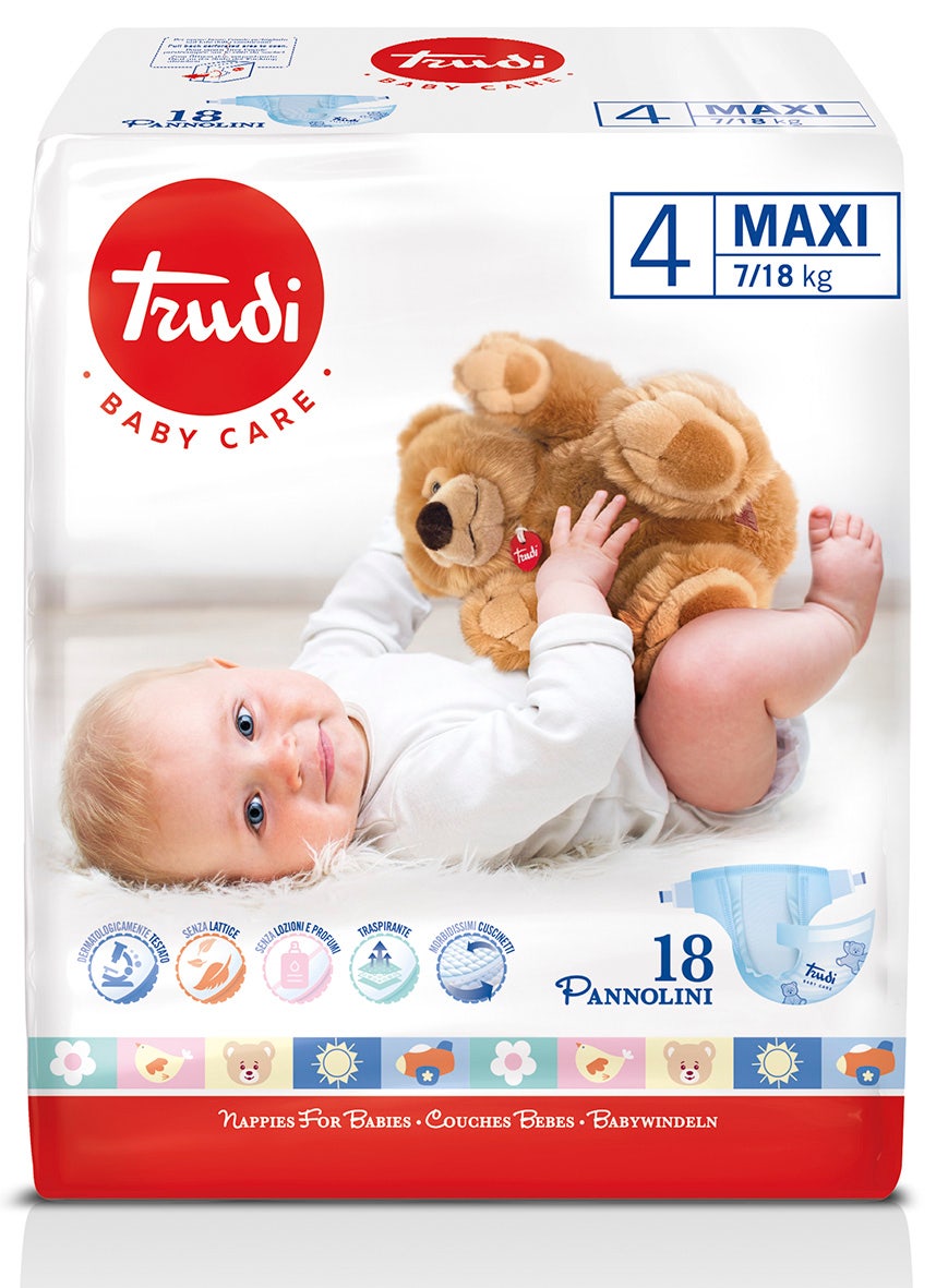 Trudi Baby Care Pañales para bebés Maxi 7/18 kg, 18 unidades