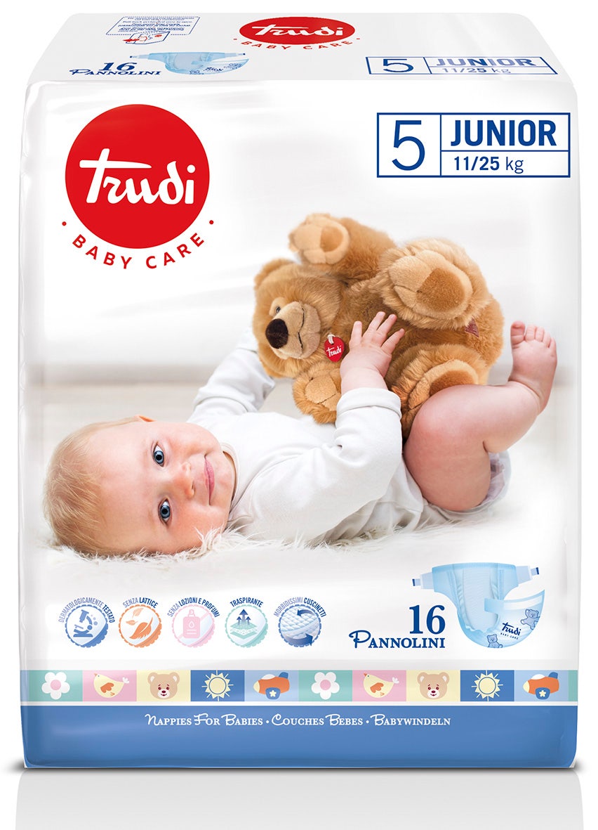 Trudi Baby Care Pañales para niños Junior 11/25 kg, 16 unidades