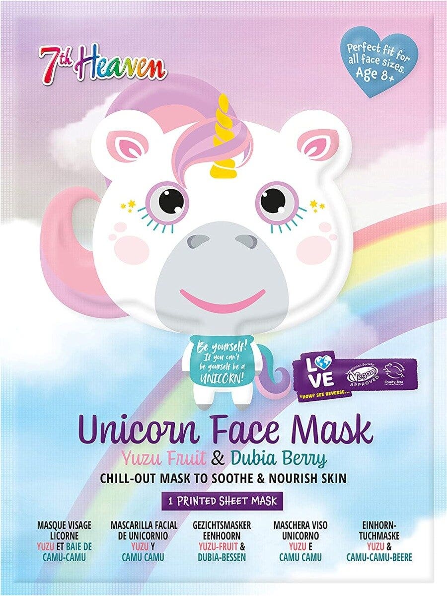 7th Heaven Mascarilla facial de tela con estampado de unicornio para adultos/niños a partir de 8 años