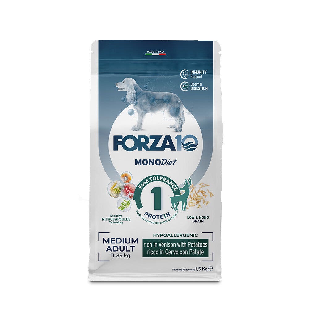 Forza10 Croquetas de Venado con Patatas Dieta Mediana para Perros Adultos de Tamaño Mediano Bolsa 1,5kg-1
