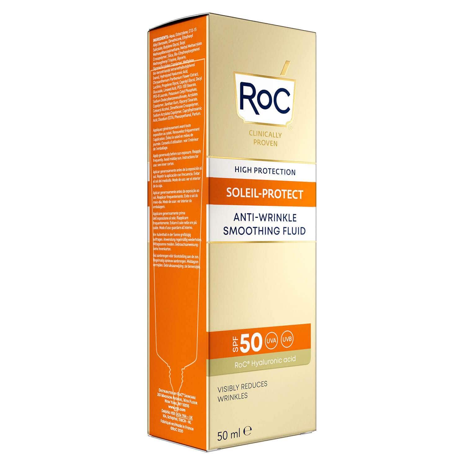 Roc Fluido solar facial antiarrugas alisante SPF50+ 50 ml
