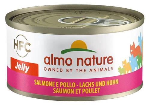 Almo Nature HFC Jelly Comida Húmeda Salmón Y Pollo Para Gatos Lata 70g-1