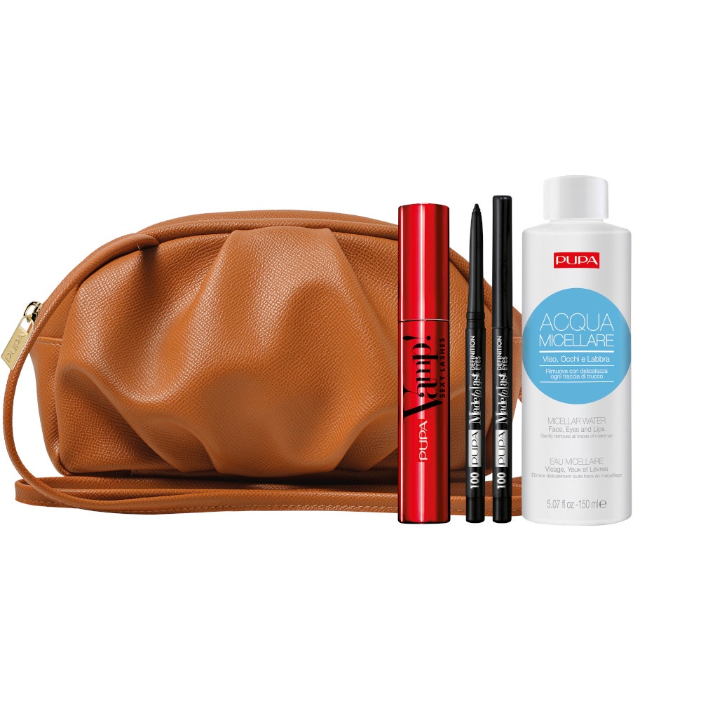 Pupa Kit Mascara Vamp! Sexy Lashes 12ml + Definition Eyes 1 Matita + Acqua Micellare 200ml + Pochette
