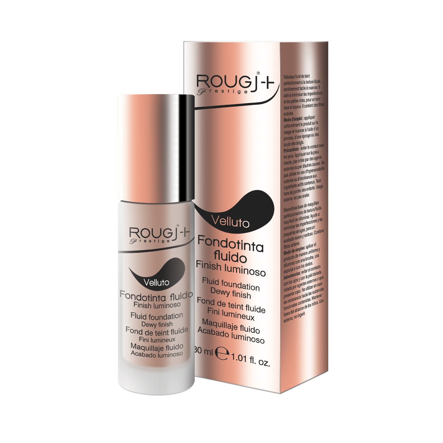 Rougj Prestige Velvet Base de Maquillaje Fluida 02 Rosa Claro 30ml-1