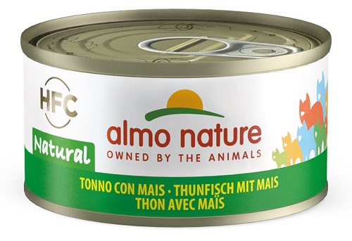 Atún natural de la comida húmeda de Almo Nature HFC con el maíz para la lata 70g de los gatos adultos-1