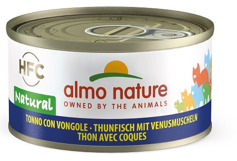Almo Nature HFC Comida Húmeda Natural Atún Con Almejas Para Gatos Adultos Lata 70g-1