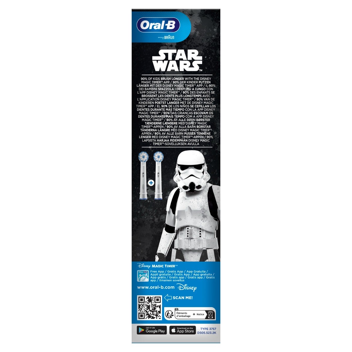 Oral-B Spazzolino Elettrico Ricaricabile Junior Star Wars +6 Anni, 2 Testine, 1 Spazzolino