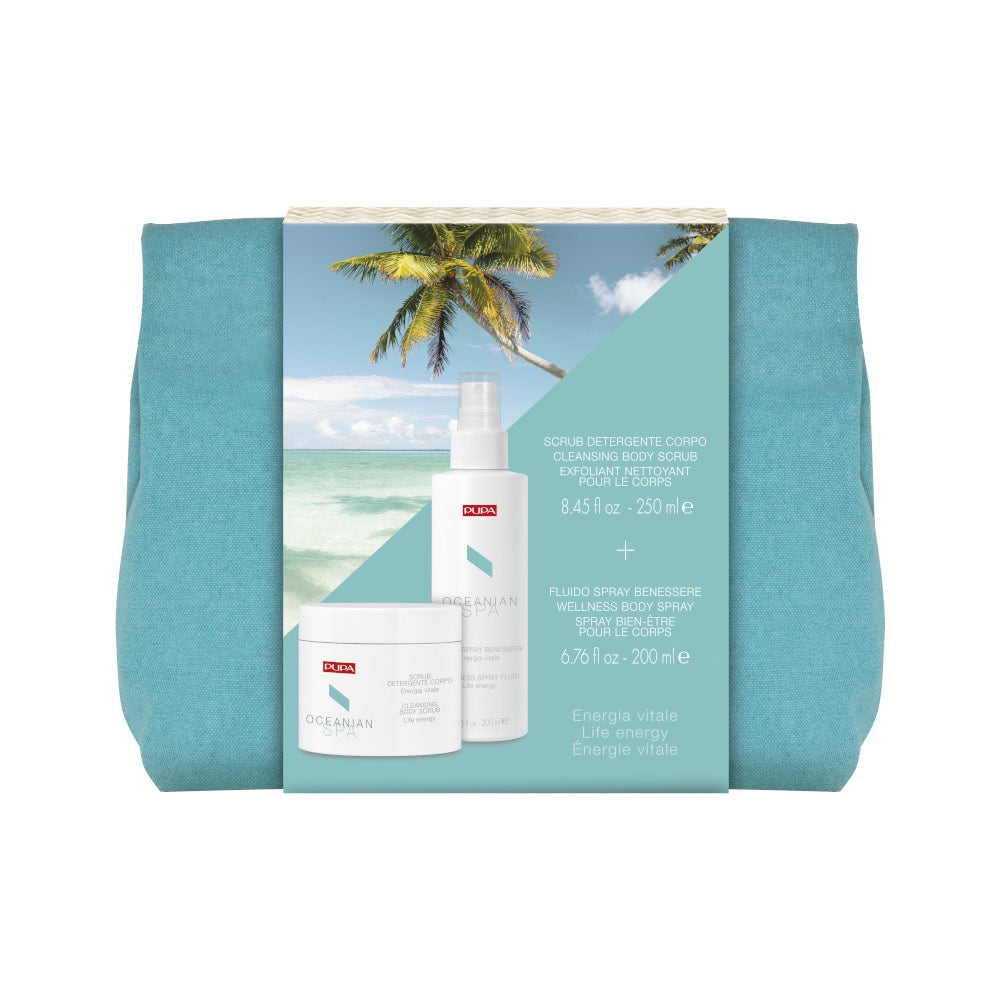 Pupa Kit Oceanian Spa II Scrub Detergente 250ml + Fluido Spray Benessere 200ml + Pochette