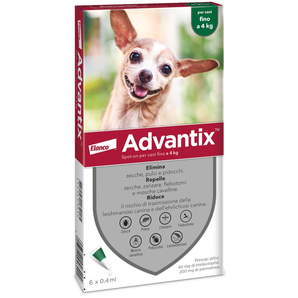 Advantix Spot On Per Cani Fino A 4Kg Soluzione 6 Pipette da 0,4ml-1
