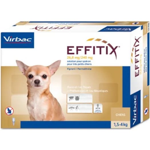 Effitix Spot-On Soluzione 24 Pipette 0.44ml 26,8mg+240mg Cani Da 1,5 A 4kg-3