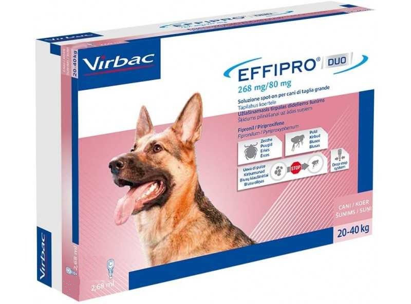 Vibrac Effipro Duo Spot-On Soluzione 268mg/80,4mg Per Cani Taglia Grande 24 Pipette-1