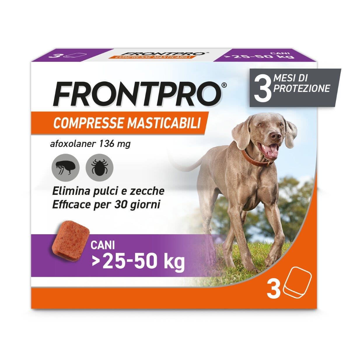 Frontpro Pulci Zecche Cani 25-50 Kg 3 Compresse 136 Mg-5
