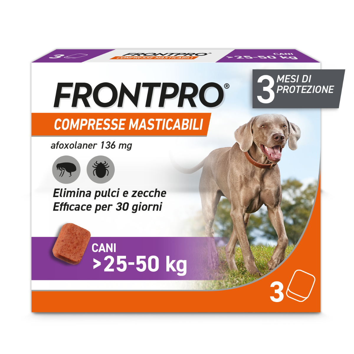 Frontpro Pulci Zecche Cani 25-50 Kg 3 Compresse 136 Mg-4
