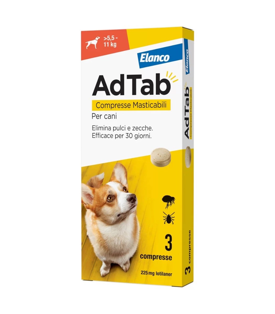 Adtab Per Cani Da 5,5 A 11kg 3 Compresse Masticabili 225mg-1