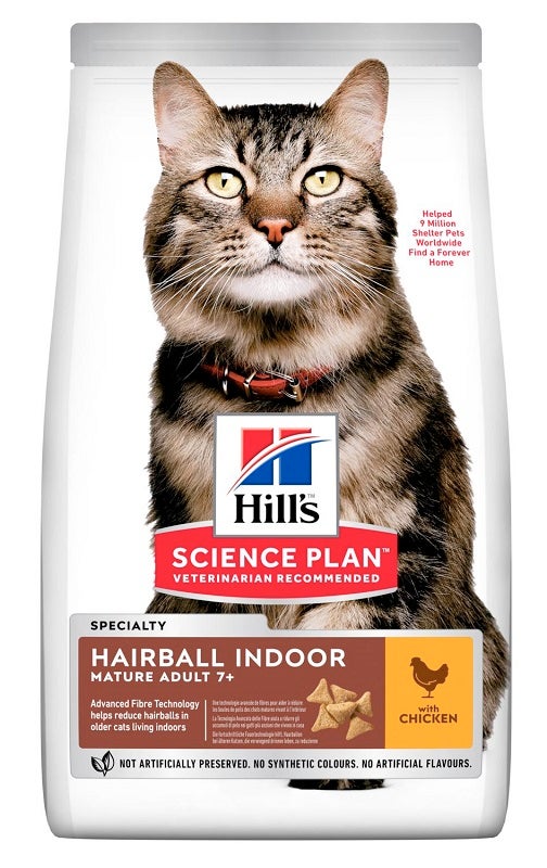 Hill's Science Plan Hairball Indoor Mature 7+ Años Croquetas De Pollo Para Gatos Bolsa 1,5kg-1