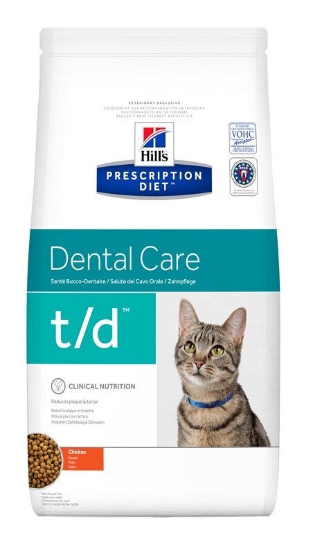 Hill's Prescription Diet T/D Dental Care Crocchette Pollo Per Gatti Sacco 1,5kg-2