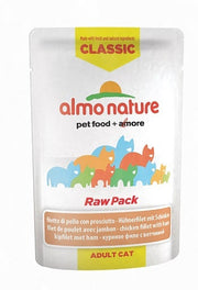 Almo Nature HFC Raw Pack Comida Húmeda Filete de Pollo y Jamón Gatos Adultos Sobre 55g-1
