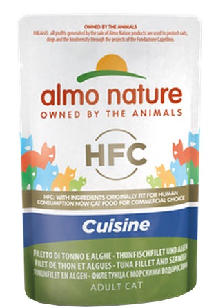 Almo Nature HFC Cuisine Comida Húmeda Filete de Atún y Algas para Gatos Adultos Sobre 55g-1