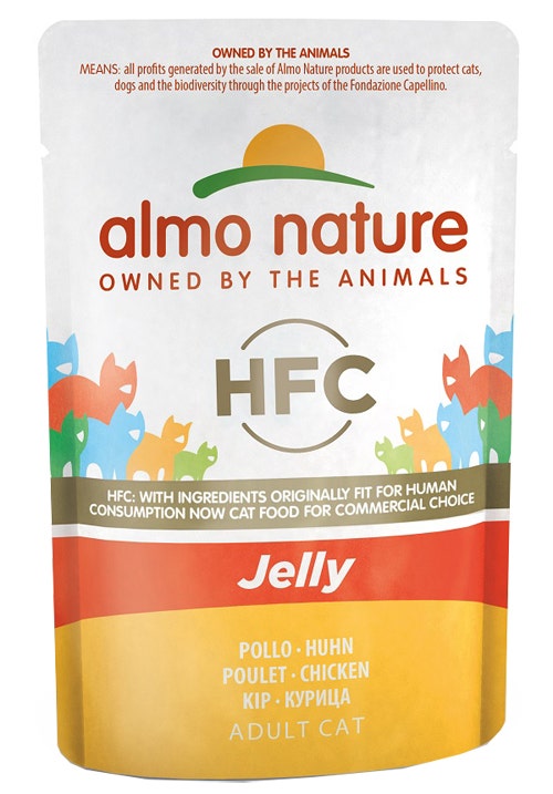 Almo Nature HCF Classic Jalea Con Pollo Húmedo Para Gatos Adultos Bolsa 55g-1