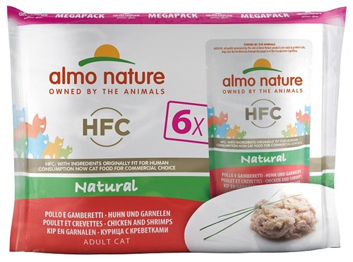 Almo Nature HFC Natural Megapack Comida Húmeda Pollo y Gambas para Gatos Adultos 6x55g-1