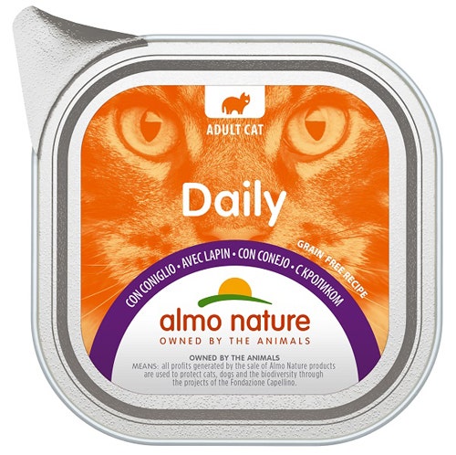 Almo Nature Menú Diario Comida Húmeda Conejo Gatos Adultos Tarrina 100g-1