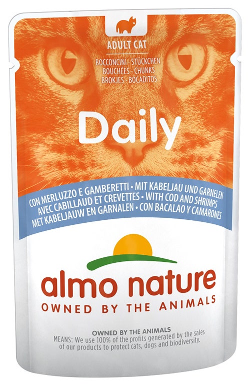 Almo Nature Menú Diario Comida Húmeda Bacalao/Gambas Gatos Adultos Sobre 70g-1