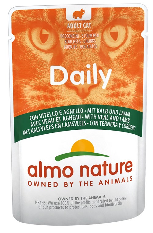 Almo Nature Alimento Húmedo Diario Con Ternera Y Cordero Gatos Adultos 70g Sobre-1