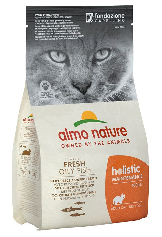 Almo Nature Holistic Maintenance Pescado Azul Fresco y Arroz Pienso para Gatos Adultos Bolsa 400g-1