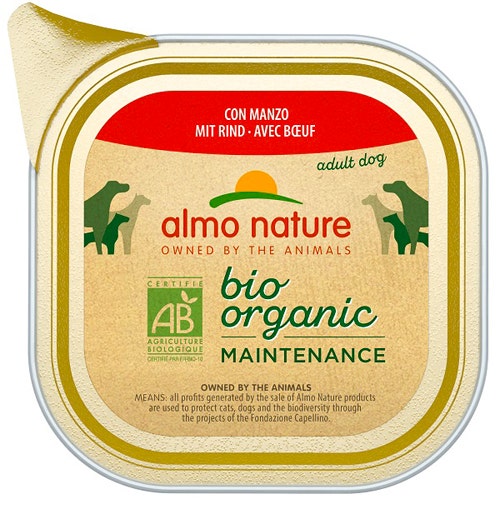 Almo Nature Menú Diario Comida Húmeda Ecológica Carne de Vacuno para Perros Adultos tarrina 100g-1