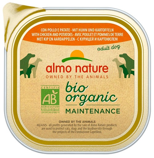 Almo Nature Menú Diario Comida Húmeda Ecológica Pollo y Patatas para Perros Adultos Bandeja 300g-1