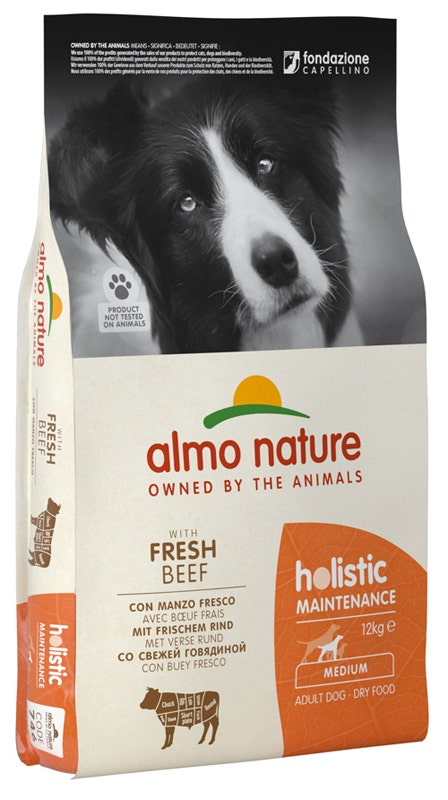 Almo Nature Croquetas de Mantenimiento Holístico de Carne para Perros Adultos Tamaño Mediano Bolsa de 12kg-1