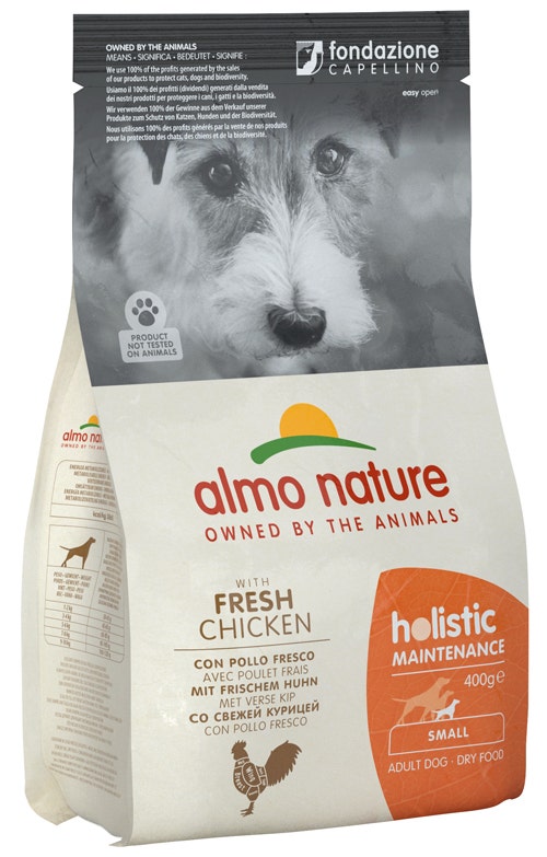 Almo Nature Croquetas de Pollo y Arroz Mantenimiento Holístico para Perros de Razas Mini y Pequeñas Bolsa 400kg-1