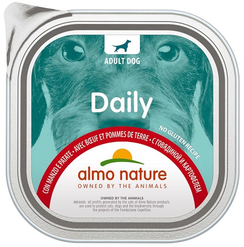 Almo Nature Menú Diario Comida Húmeda Carne y Patatas para Perros Adultos Tarrina 300g-1