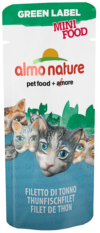 Almo Nature Green Label Mini Comida Húmeda Filete de Atún para Gatos Adultos Sobre 3g-1