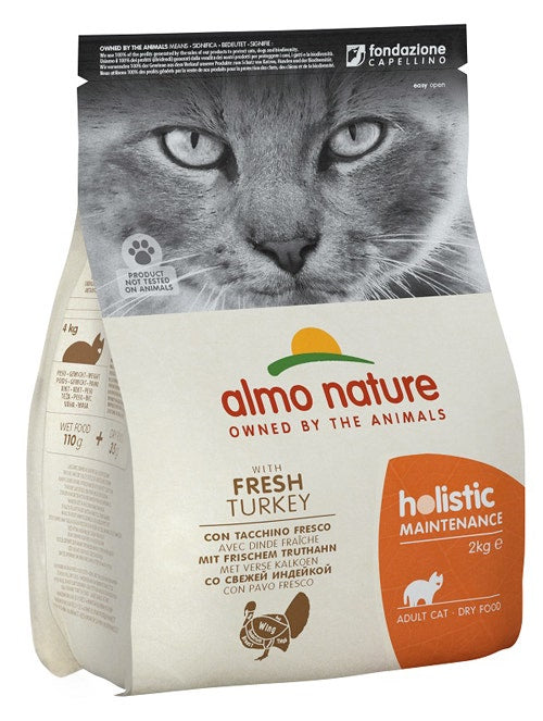 Almo Nature Mantenimiento Holístico con Pavo Fresco y Arroz Pienso para Gatos Adultos Bolsa 2kg-1