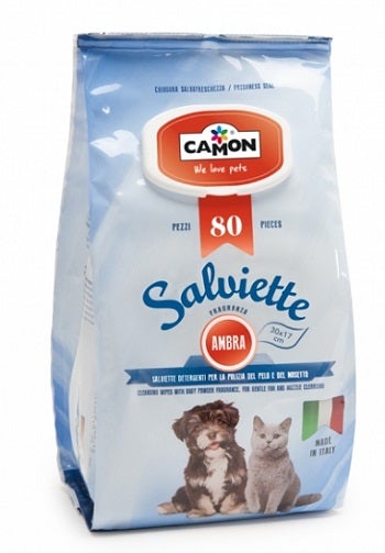Camon Toallitas Aromáticas Amber para Perros/Gatos 80 Piezas-1