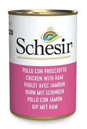 Schesir Filetes de Pollo con Jamón Comida Húmeda para Gatos Adultos Lata 140g-1
