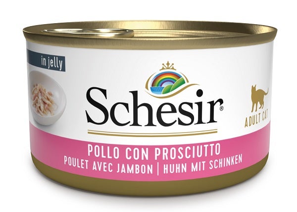 Schesir Pollo con Jamón Comida Húmeda para Gatos Adultos Lata 85g-1