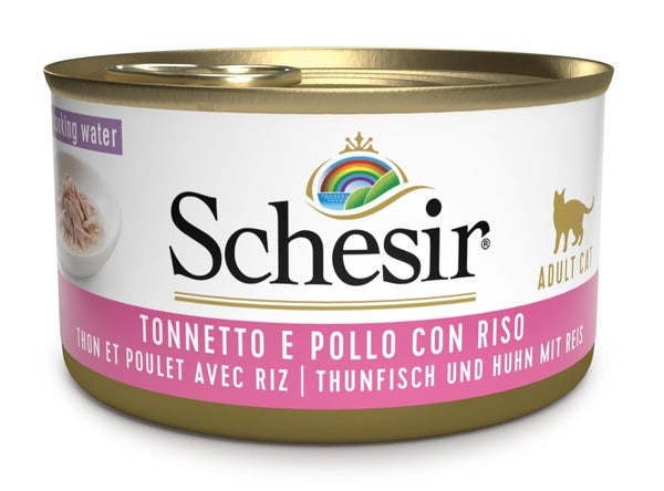Schesir Comida Húmeda de Atún con Pollo y Arroz para Gatos Adultos Lata 85g-1