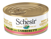 Schesir Comida Húmeda de Pollo con Gambas para Gatos Adultos Lata 70g-1
