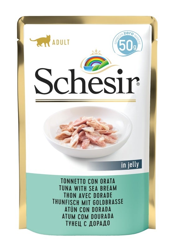 Schesir Comida Húmeda para Gatos Adultos Atún Con Dorada Sobre 50g-1