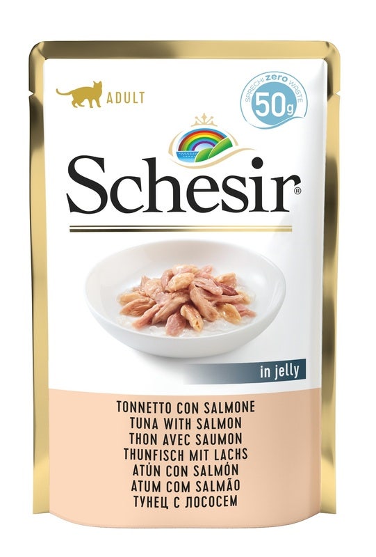 Schesir Comida Húmeda para Gatos Adultos Atún con Salmón Sobre 50g-1
